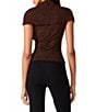 Steve Madden Evereth Rhinestone Mesh Mock Neck Caplet Sleeve Top - Image 2