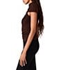 Steve Madden Evereth Rhinestone Mesh Mock Neck Caplet Sleeve Top - Image 3