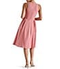 Steve Madden Everleigh Linen Blend Halter Neck Sleeveless Keyhole A-Line Midi Dress, Color:Dusty Brick - Image 2