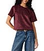Steve Madden Ezra Faux Suede Crew Neck Short Sleeve Top - Image 1
