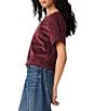 Steve Madden Ezra Faux Suede Crew Neck Short Sleeve Top - Image 3
