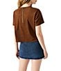 Steve Madden Ezra Faux Suede Crew Neck Short Sleeve Top, Color:Chicory Coffee - Image 2