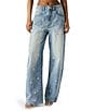 Steve Madden Fianna Pearl Floral Pattern Embellished Barrel Coordinating Jeans, Color:Coastal Buffalo - Image 1