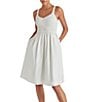 Steve Madden Fleur Poplin Sweetheart Neck Sleeveless Smocked Dress, Color:Antique - Image 1