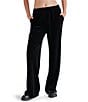 Steve Madden Gilda Stretch Velvet Straight Wide Leg Pull-On Pants, Color:Black - Image 1