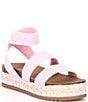 Color:Pink - Image 1 - Girls' J-Krissy Raffia Embroidered Platform Sandals (Youth)