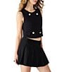 Steve Madden Hadley Crewneck Sleeveless Toothy Twill Suiting Top, Color:Black - Image 1