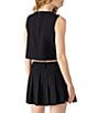 Steve Madden Hadley Crewneck Sleeveless Toothy Twill Suiting Top, Color:Black - Image 2