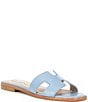 Color:Light Blue - Image 1 - Hadyn Leather Flat Slide Sandals