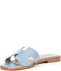 Color:Light Blue - Image 4 - Hadyn Leather Flat Slide Sandals