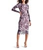 Steve Madden Hailee Paisley Print Crew Neck Long Sleeve Mesh Midi Dress, Color:Burg Paisley - Image 1