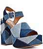 Steve Madden Halea Denim Patchwork Block Heel Platform Sandals - Image 1