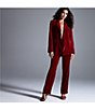 Color:Red - Image 4 - Imann Crushed Velvet Notch Lapel Long Sleeve Tuxedo Coordinating Blazer