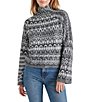 Steve Madden Indie Fair Isle Print Mock Neck Long Sleeve Sweater, Color:Charcoal Grey - Image 1