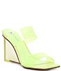 Color:Lime - Image 1 - Isa Clear Square Toe Vinyl Wedge Dress Sandals