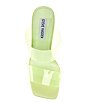 Color:Lime - Image 5 - Isa Clear Square Toe Vinyl Wedge Dress Sandals