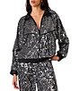 Steve Madden Jacey Sequin Satin Piping High Neck Long Sleeve Zip Front Track Jacket - Image 1