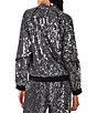 Steve Madden Jacey Sequin Satin Piping High Neck Long Sleeve Zip Front Track Jacket - Image 2