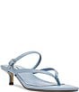 Color:Blue - Image 1 - Jessa Leather Strappy Kitten Heel Thong Sandals