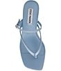 Color:Blue - Image 5 - Jessa Leather Strappy Kitten Heel Thong Sandals