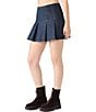 Steve Madden Joan Pleated Denim Mini Skirt, Color:Deep Indigo - Image 3