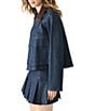Steve Madden Justina Denim Collared Long Sleeve Oil Cloth Jacket, Color:Deep Indigo - Image 3