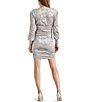 Color:Silver - Image 2 - Kali Velvet V-Neck Long Sleeve Ruched Mini Dress