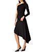 Steve Madden Karah Asymmetrical Hem One Shoulder Midi Dress, Color:Black - Image 3