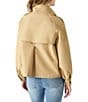 Steve Madden Kaylee Band Collar Long Volume Sleeve Trench Jacket, Color:Medium Khaki - Image 2
