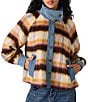 Steve Madden Kaylen Wool Blend Plaid Collared Long Sleeve Mixed Media Jacket, Color:Forever Blue - Image 1
