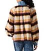 Steve Madden Kaylen Wool Blend Plaid Collared Long Sleeve Mixed Media Jacket, Color:Forever Blue - Image 2