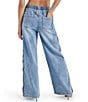 Steve Madden Keenie Wide Leg Side Snap Button Pants, Color:Medium Blue - Image 2