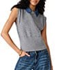 Steve Madden Kelson Denim Collared Cap Sleeve Sweater Vest Top - Image 1