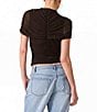 Steve Madden Kerry Mesh Mock Neck Wrap Short Sleeve Knit Top - Image 2