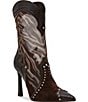 Steve Madden Konah Zebra Mesh Pointed Toe Western Booties - Image 1