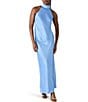Steve Madden Lara High Neck Sleeveless Maxi Dress, Color:Aurora Blue - Image 1