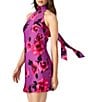 Steve Madden Lara Satin Floral Print High Neck Sleeveless Mini Dress, Color:Deco Rose - Image 3