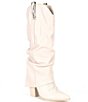 Color:Bone - Image 1 - Lassy Leather Western Fold Over Tall Boots