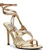 Color:Metal/Multi - Image 1 - Lele Two Tone Metallic Leather Strappy Dress Sandals