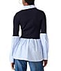 Steve Madden Lenny Collared Long Sleeve Mixed Media Top - Image 2