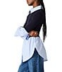 Steve Madden Lenny Collared Long Sleeve Mixed Media Top - Image 3