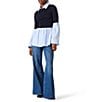 Steve Madden Lenny Collared Long Sleeve Mixed Media Top - Image 4