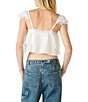 Steve Madden Leta Square Neck Sleeveless Tiered Lace and Gauze Coordinating Cropped Top - Image 2