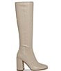 Color:Bone - Image 2 - Lizah Knee High Stacked Block Heel Boots