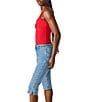 Steve Madden Luana Mixed Media Scoop Neck Ruched Tank Top, Color:Poppy Red - Image 3