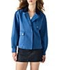 Steve Madden Luisa Corduroy Collar Long Sleeve Trench Jacket, Color:Dusty Blue - Image 1