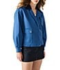 Steve Madden Luisa Corduroy Collar Long Sleeve Trench Jacket, Color:Dusty Blue - Image 3