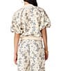 Steve Madden Lyonie Patterned V-Neck Short Puff Sleeve Coordinating Bomber Jacket - Image 2