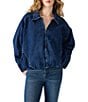 Steve Madden Mackey Collared Long Sleeve Boxy Denim Jacket, Color:Midnight Blue - Image 1