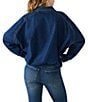 Steve Madden Mackey Collared Long Sleeve Boxy Denim Jacket, Color:Midnight Blue - Image 2
